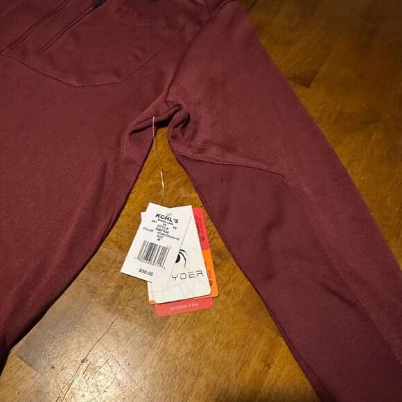 Spyder Mens Maroon 1/4 Zip Pullover Thermal wicking Sweater Shirt New Size M - Picture 7 of 12